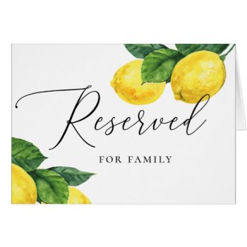 Watercolor Citrus Lemon Wedding Reserved Sign by RemioniArt at Zazzle