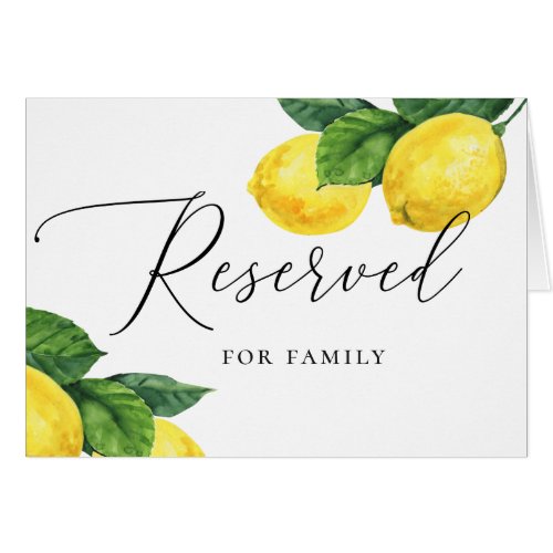 Watercolor citrus lemon wedding reserved sign