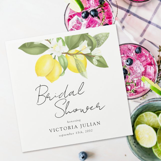 Watercolor Citrus Lemons Bridal Shower  Napkins (Creator Uploaded)