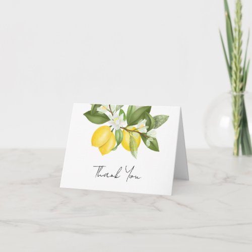 Watercolor Citrus Lemons Bridal Shower Thank You Card
