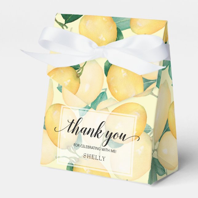 Watercolor Citrus Lemons Favor Boxes (Front Side)