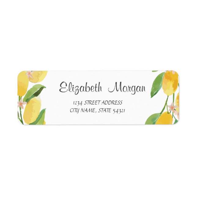 Watercolor Citrus Lemons  Label (Front)