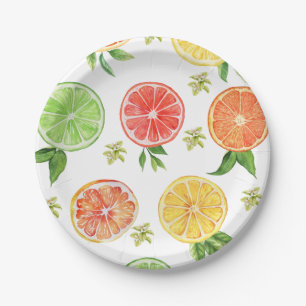 Watercolor Citrus Little Cutie Baby Shower Paper Plates