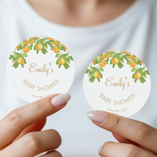 Watercolor Citrus Little Cutie Baby Shower Seal