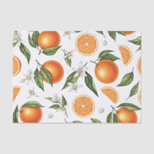 Watercolor Citrus Orange Botanical Pattern Tissue Paper
