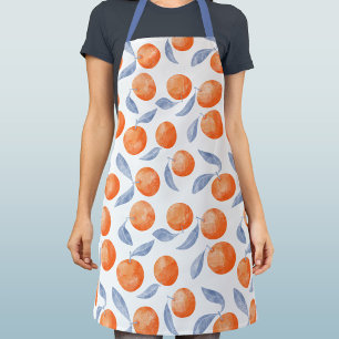 Watercolor Citrus Orange Fruit Mediterranean Apron