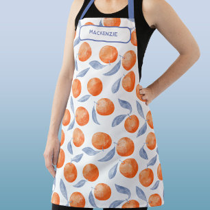 Watercolor Citrus Orange Fruit Mediterranean Apron