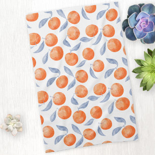 Watercolor Citrus Orange Fruit Mediterranean Kitchen Towel