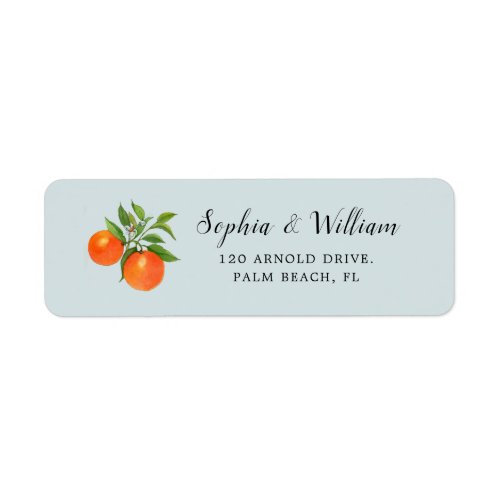 Watercolor Citrus Orange fruit return address  Label