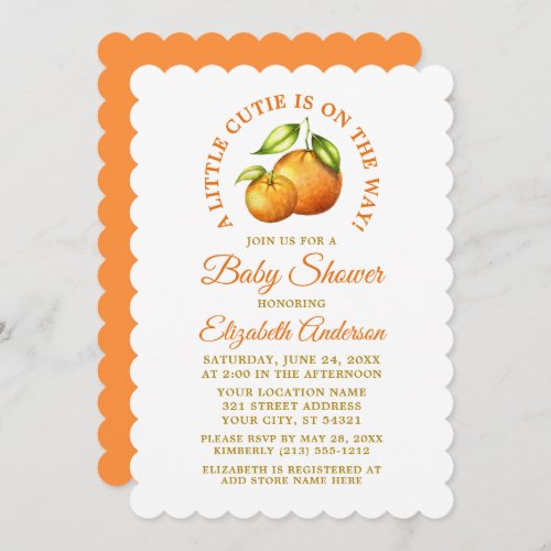 Watercolor Citrus Oranges A Little Cutie Shower Invitation