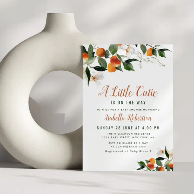 watercolor citrus oranges baby shower Invitation Zazzle