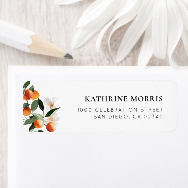 watercolor citrus oranges foliage address label (Insitu)