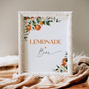Watercolor citrus oranges Lemonade Bar Poster