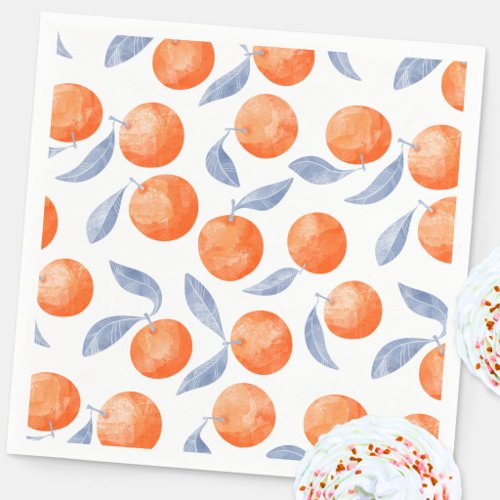 Watercolor Citrus Oranges Mediterranean Napkins