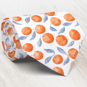 Watercolor Citrus Oranges Mediterranean  Neck Tie