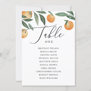 Watercolor citrus wedding. Floral seating chart Invitation