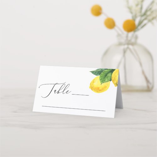 Watercolor citrus wedding Lemon botanical garden Place Card