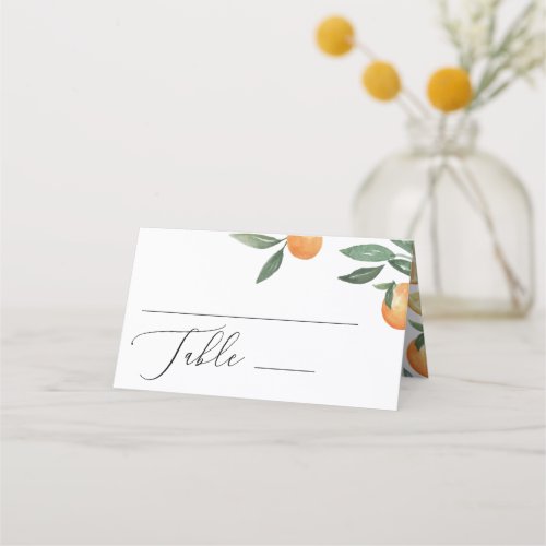 Watercolor citrus wedding Summer floral garden Place Card