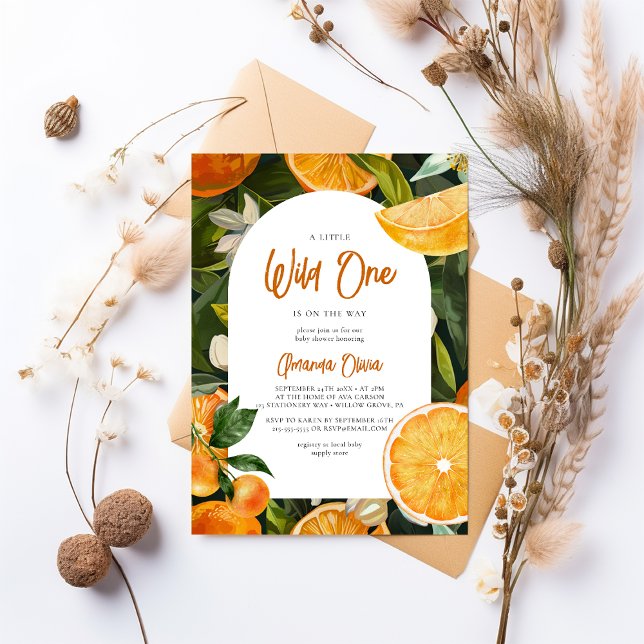 Watercolor Citrus Wild One Baby Shower Invitation (Creator Uploaded)