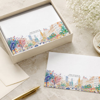 Watercolor City Correspondence Cards
