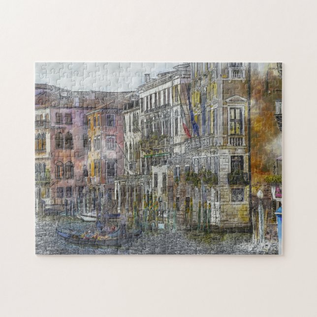 Watercolor City Illustration Jigsaw Puzzle (Horizontal)
