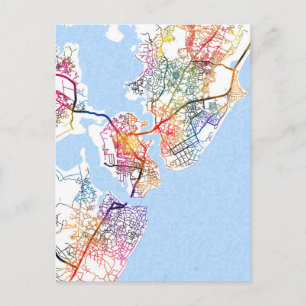 Watercolor City Map of Mombasa Kenya Postcard