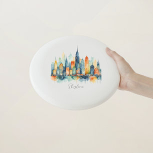 Watercolor City Skyline Modern Stylish Urban Wham-O Frisbee