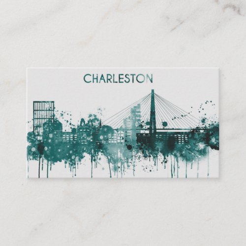 Watercolor City Skyline of Charleston Business Card