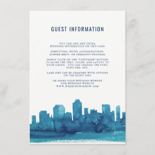Watercolor City Skyline Wedding Insert Card