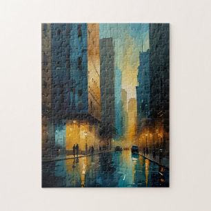 Watercolor Cityscape Puzzle Abstract Urban Jigsaw
