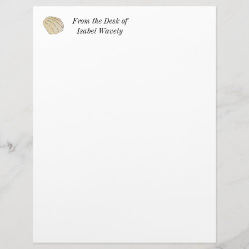 Watercolor Clam Sea Shell Letterhead