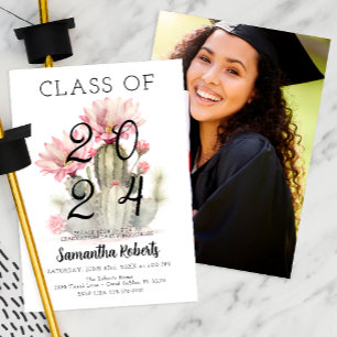 Watercolor Class of 2025 Graduation Party Photo Invitation