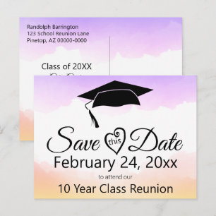 Watercolor Class Reunion Save The Date Template Postcard