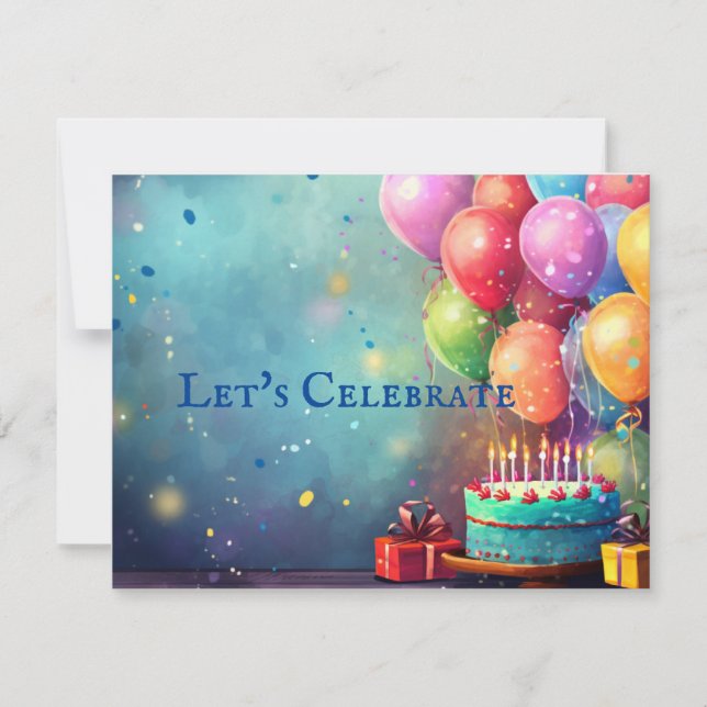 Watercolor Classic Balloon Birthday Party Invite (Front)