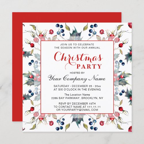 Watercolor Classic Corporate Christmas Party Invitation