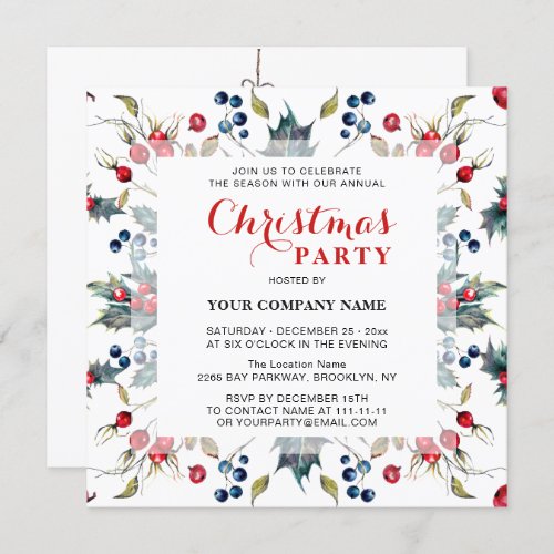 Watercolor Classic Corporate Christmas Party Invitation