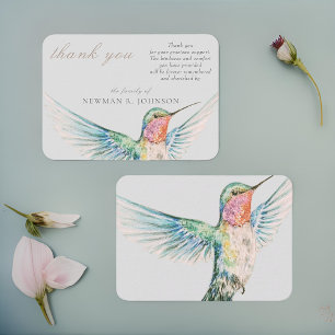 Watercolor Classic Hummingbird Memorial Thank You Note Card