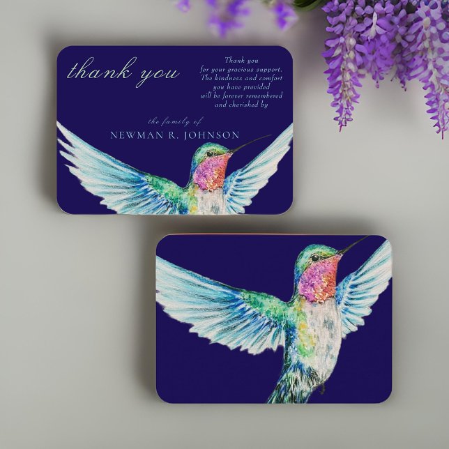 Watercolor Classic Hummingbird Memorial Thank You Note Card (Creator Uploaded)