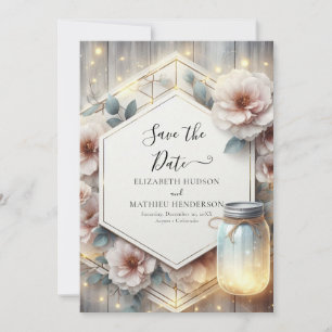 Watercolor Classic Mason Jar Wedding Save The Date