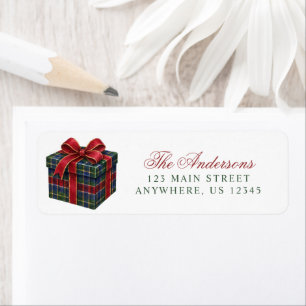 Watercolor Classic Plaid Christmas Gift Label