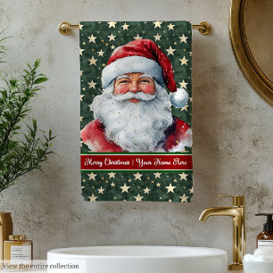 Watercolor Classic Santa Claus Bath Towels Gift