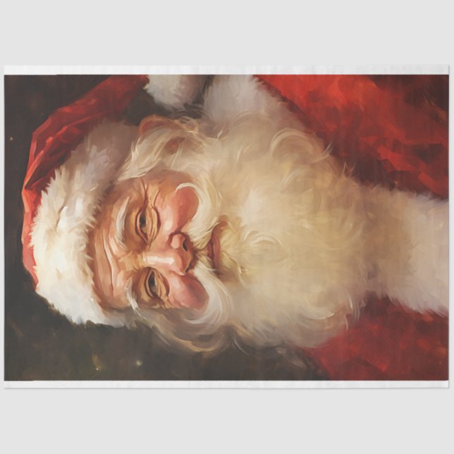 Watercolor classic Santa Claus smiling red hat Tissue Paper (Front)