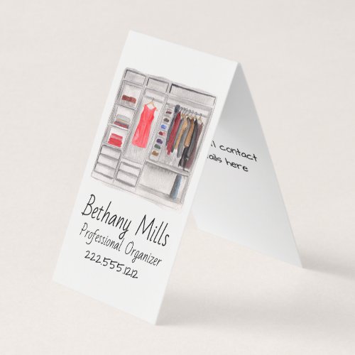 Watercolor Closet Organizer Vertical Business Card