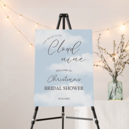 Watercolor Cloud 9 Bridal Shower Blue Welcome Sign
