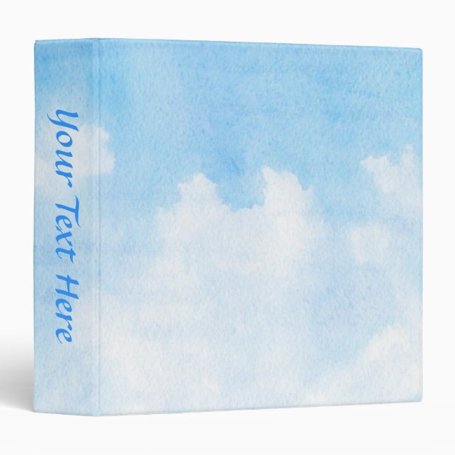 Watercolor clouds and sky background 3 ring binder (Front/Spine)