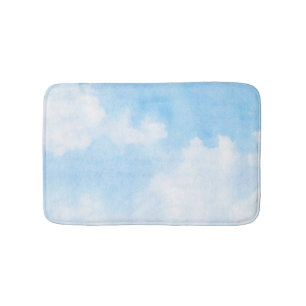 Watercolor clouds and sky background bath mat