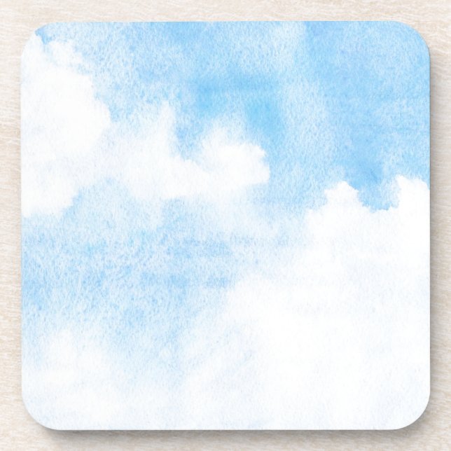 Watercolor clouds and sky background beverage coaster (Front)
