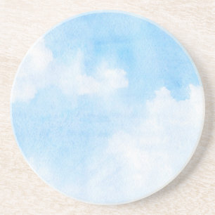 Watercolor clouds and sky background drink coaster
