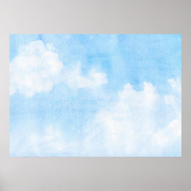 Watercolor clouds and sky background poster (Front)