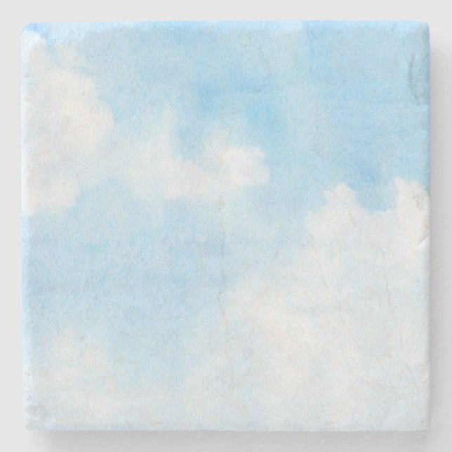 Watercolor clouds and sky background stone coaster (Front)